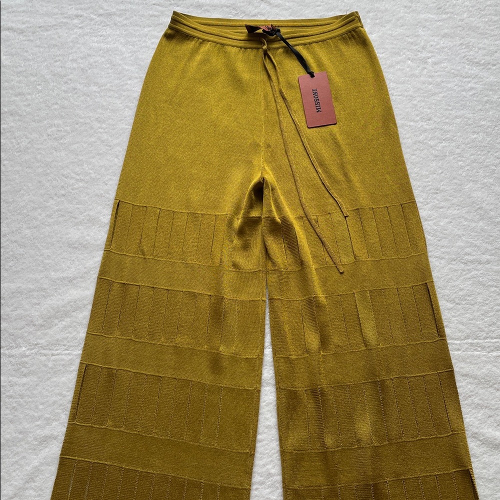 NWT Auth.Missoni Mustard Yellow Gold Fantasy Design Knit Pants Trousers 38 - Picture 2 of 10